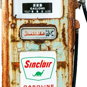 Rusted vintage Sinclair gas pump